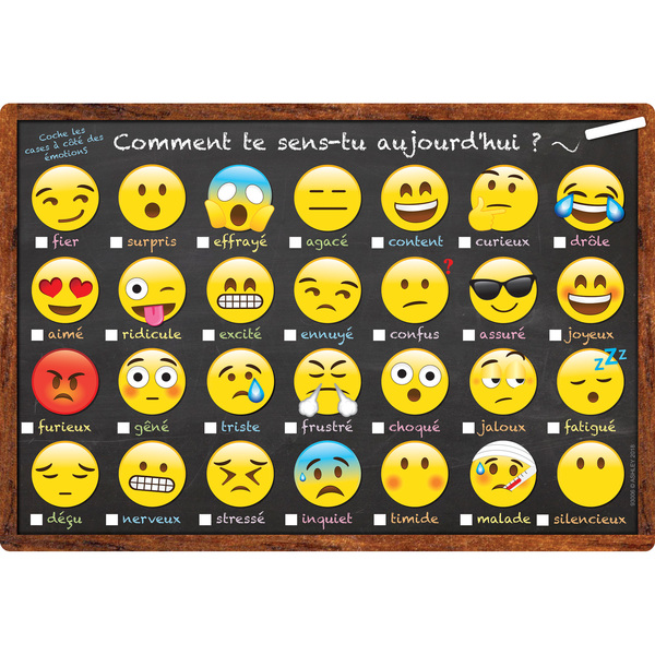 Ashley Productions Smart Poly™ French Emotions Icon Chart, 13in x 19in, Comment te sens-tu aujourd hui 93006